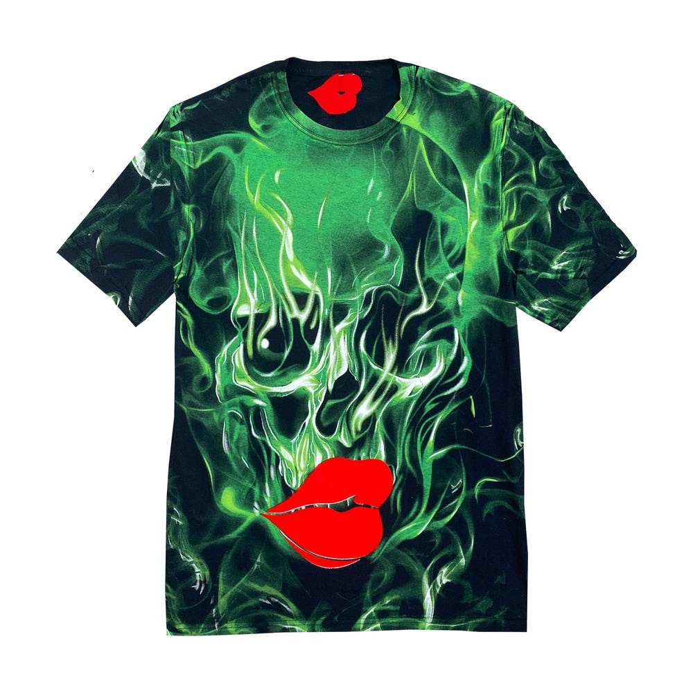 LA ROPA GREEN VINTAGE SKULL TEE M, 3XL